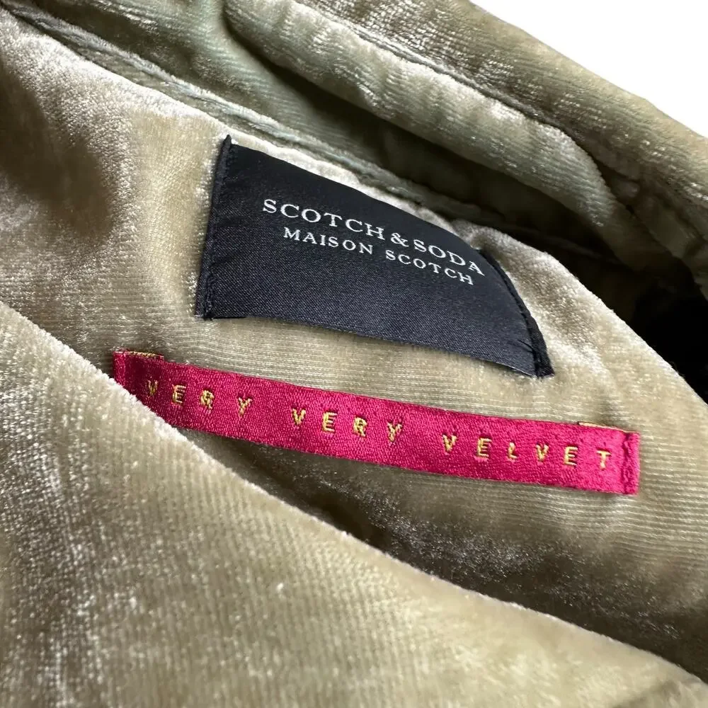 SCOTCH & SODA Very Very Velvet Green Belted Trench Coat Jacket Women's Size S - Picture 7 of 10